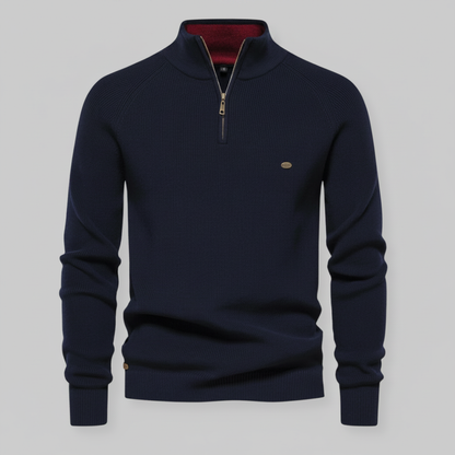 Maglione Nero Slim Fit con Mezza Zip da Uomo | Maglieria