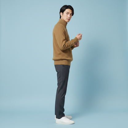 Maglione Nero Slim Fit con Mezza Zip da Uomo | Maglieria