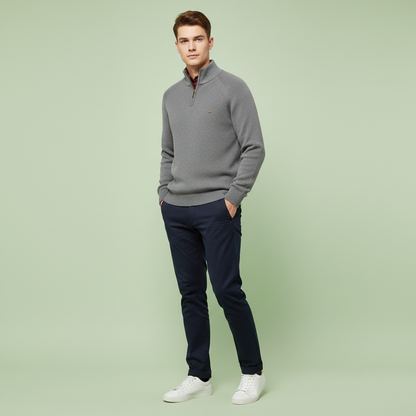 Maglione Nero Slim Fit con Mezza Zip da Uomo | Maglieria