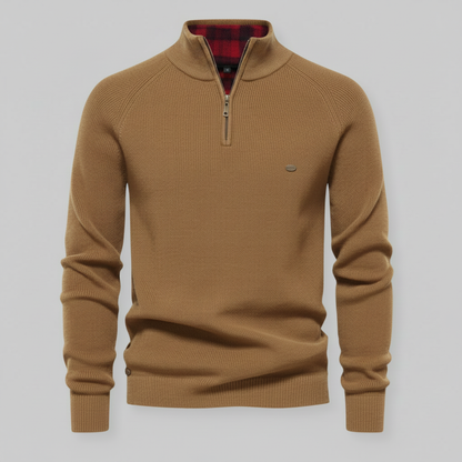Maglione Nero Slim Fit con Mezza Zip da Uomo | Maglieria