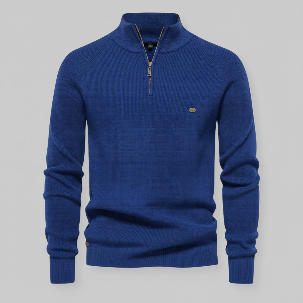 Maglione Nero Slim Fit con Mezza Zip da Uomo | Maglieria