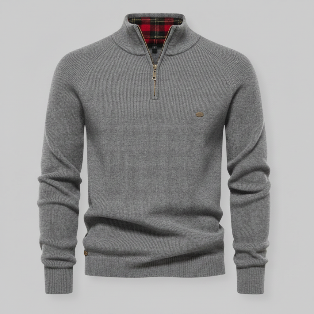 Maglione Nero Slim Fit con Mezza Zip da Uomo | Maglieria