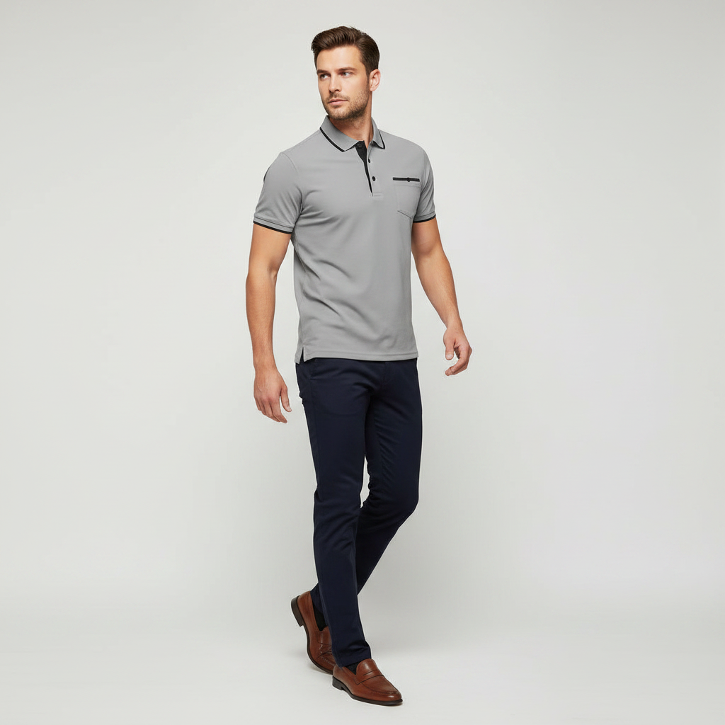 Polo Manica Lunga Uomo | Elegante Polo Bianca e Nera
