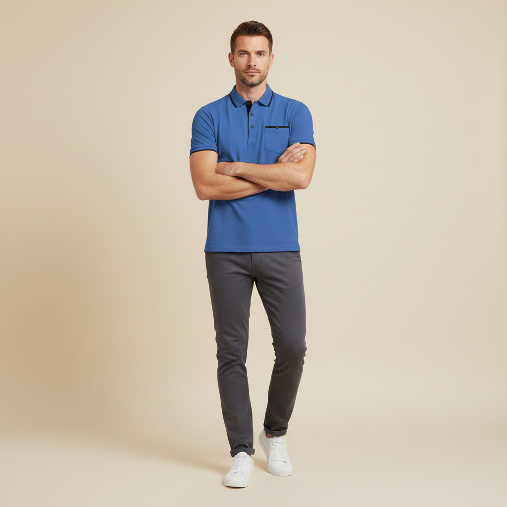 Polo Manica Lunga Uomo | Elegante Polo Bianca e Nera