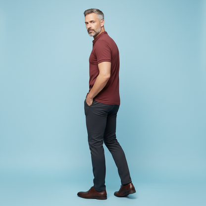 Polo Elegante Manica Lunga Uomo | Casual Classico Bianco
