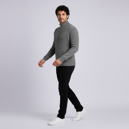 Cardigan Uomo Elegante Slim Fit con Cerniera | Maglia a Coste