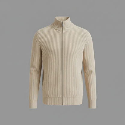 Cardigan Uomo Elegante Slim Fit con Cerniera | Maglia a Coste