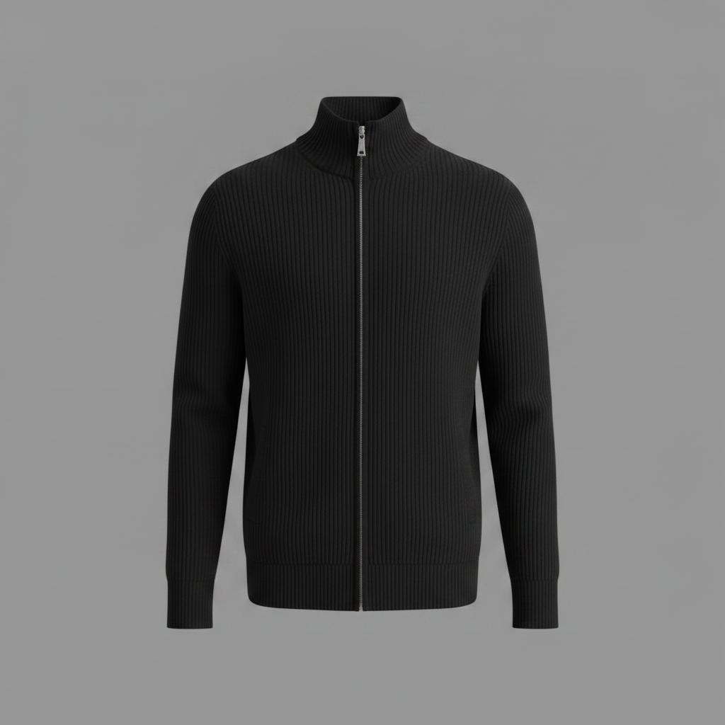 Cardigan Uomo Elegante Slim Fit con Cerniera | Maglia a Coste