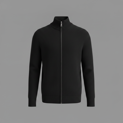 Cardigan Uomo Elegante Slim Fit con Cerniera | Maglia a Coste