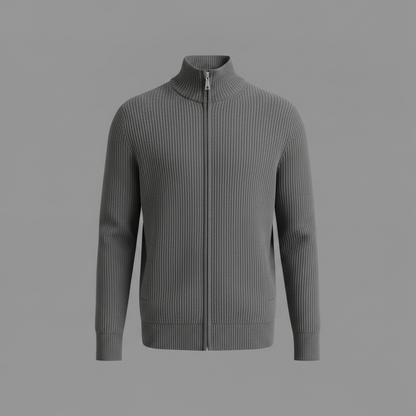 Cardigan Uomo Elegante Slim Fit con Cerniera | Maglia a Coste