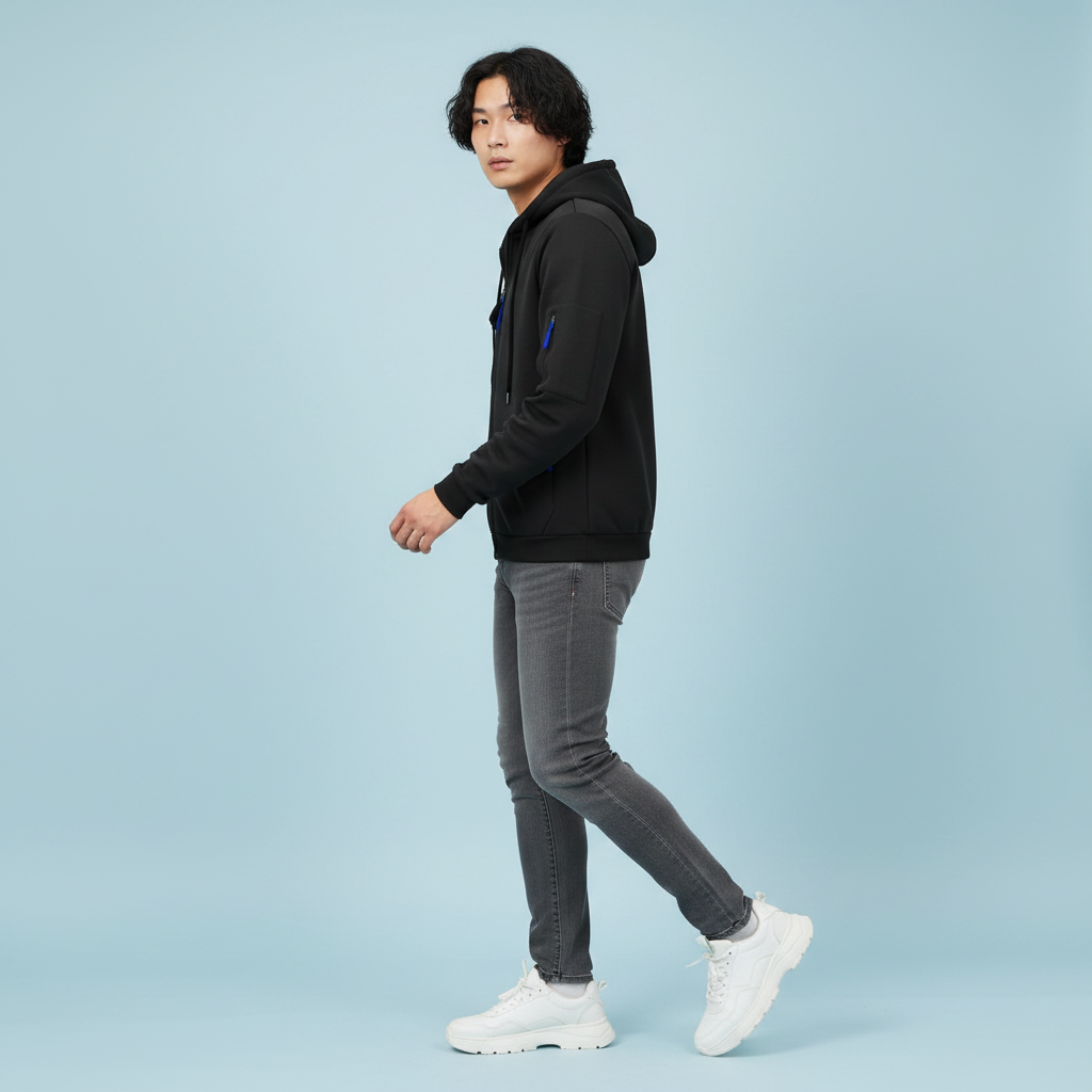 Felpa Uomo con Cappuccio e Zip | Felpa Casual Misto Cotone
