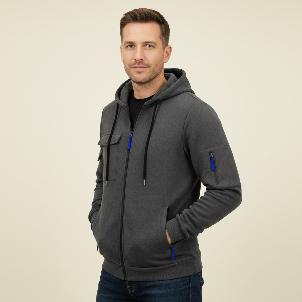 Felpa Uomo con Cappuccio e Zip | Felpa Casual Misto Cotone