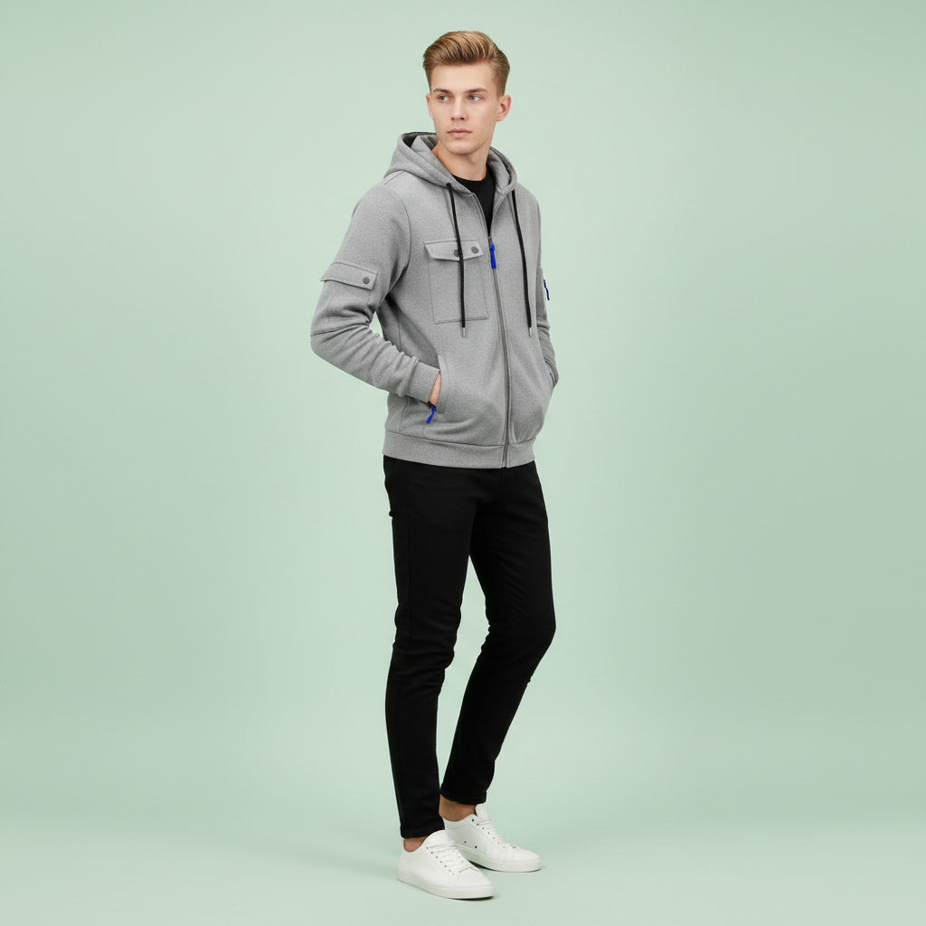 Felpa Uomo con Cappuccio e Zip | Felpa Casual Misto Cotone