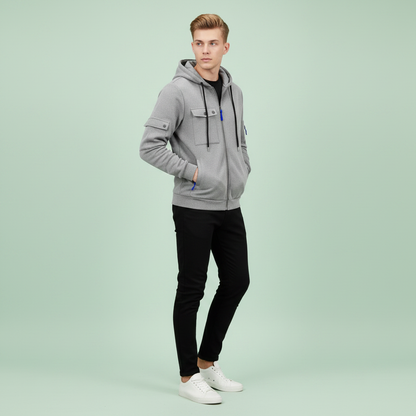 Felpa Uomo con Cappuccio e Zip | Felpa Casual Misto Cotone